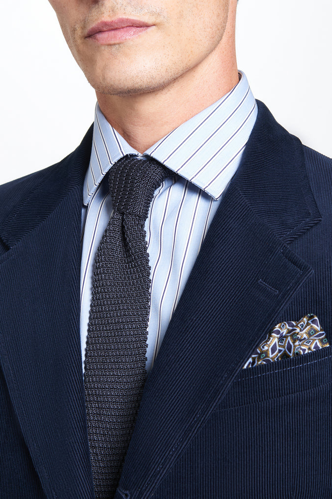 Navy Classic Fit Unstructured Cord Jacket