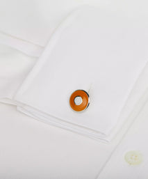 Orange Silver Finish Enamel Target Cufflinks