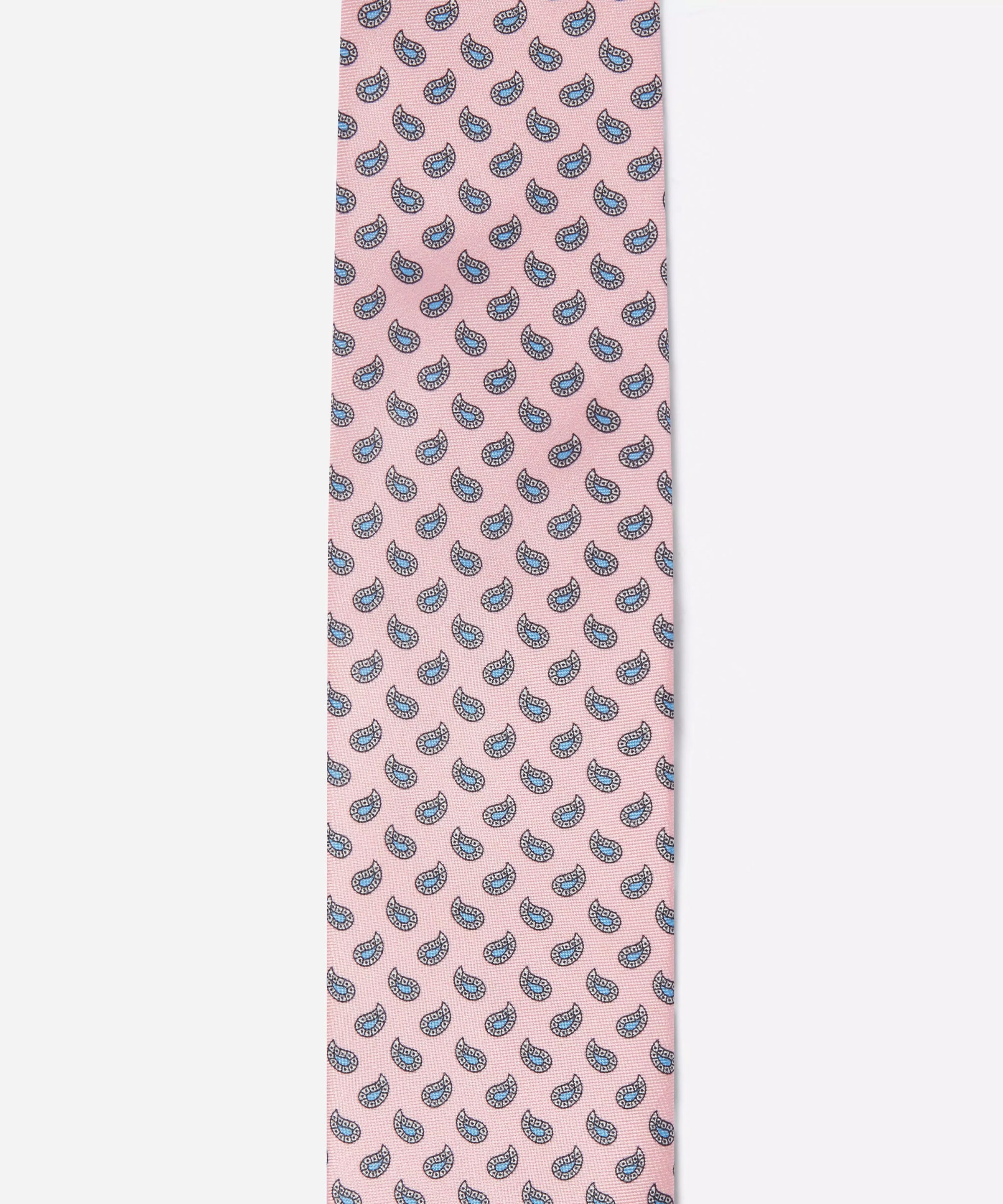Pale Pink & Blue Small Paisley Motif Silk Printed Tie