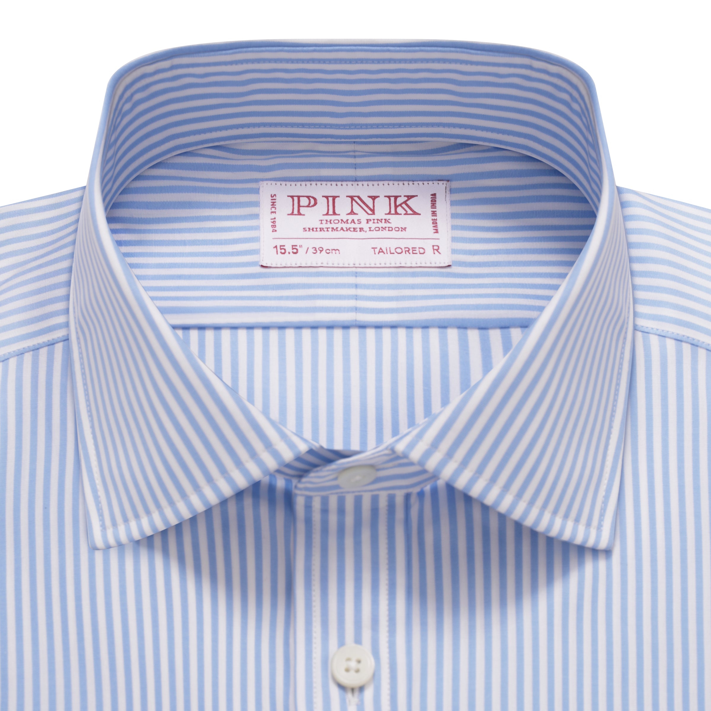 Pale Blue & White Tailored Fit Essential Bengal Stripe Formal Shirt