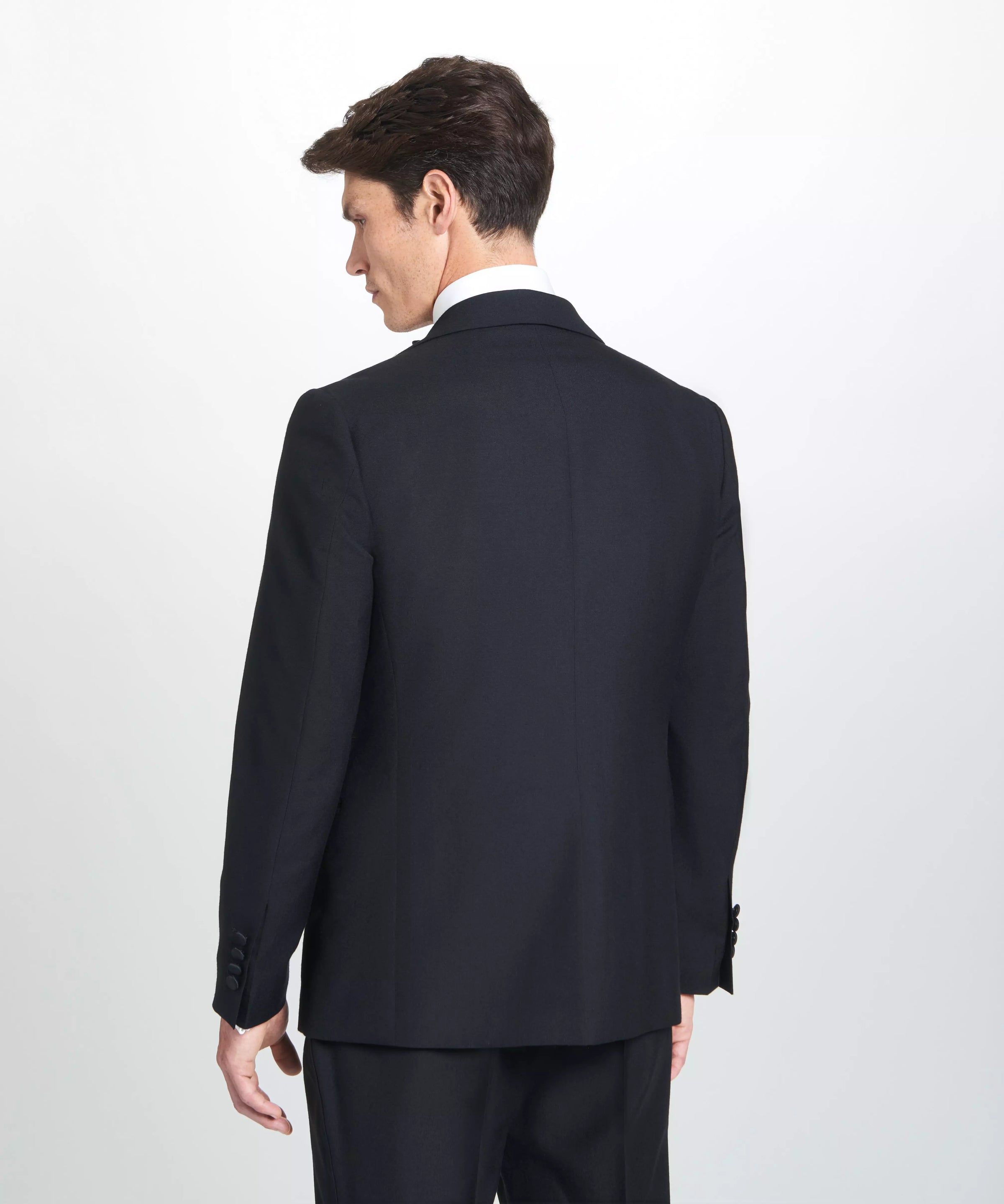 Black Tailored Fit Merino Wool Evening Jacket