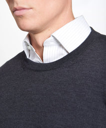 Grey Merino Wool Crew Neck Sweater