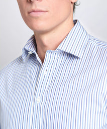 White & Blue Classic Fit Regent Track Stripe Formal Shirt