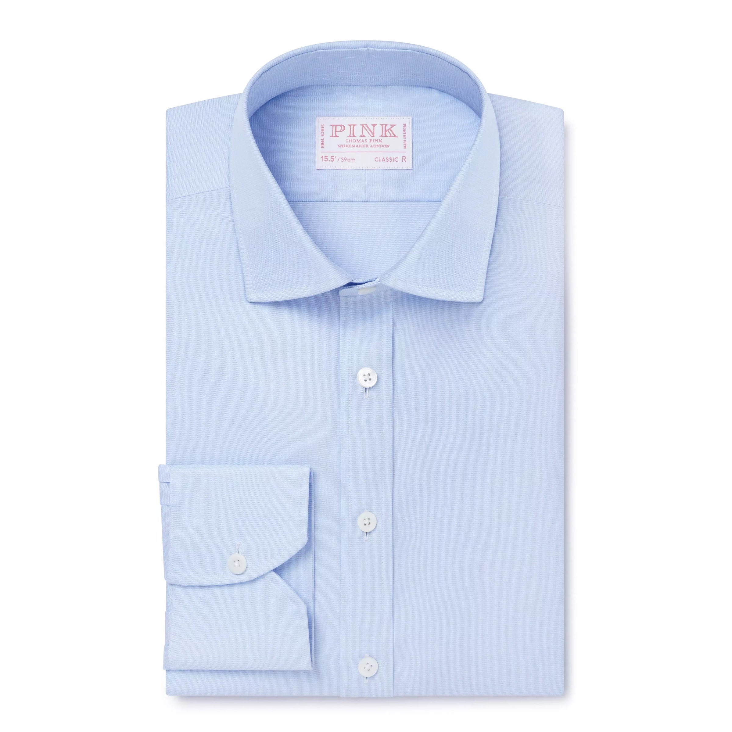 Pale Blue & White Classic Fit Puppytooth Formal Shirt